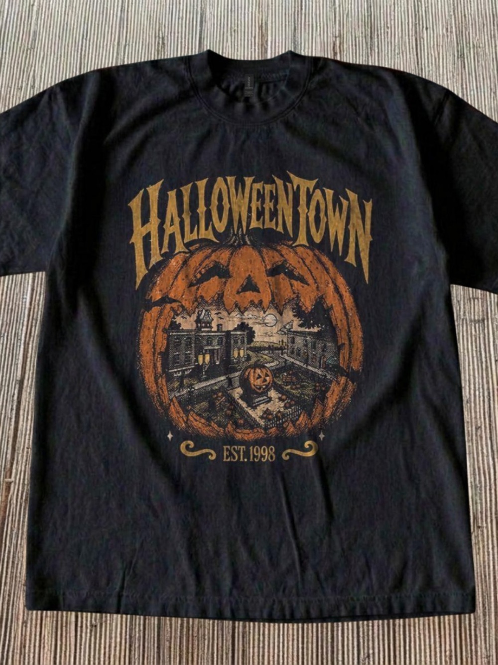 Gildan Black Halloween Town Pumpkin Graphic Tee
